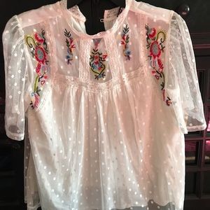 White, embroidered top